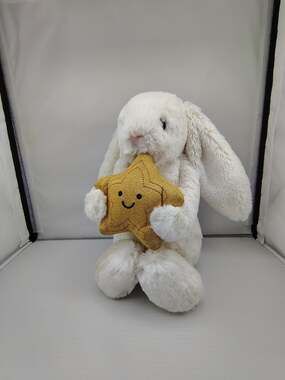 Jellycat Cream Bunny Holding Golden Star 12.2 Inch Plush Doll Toy